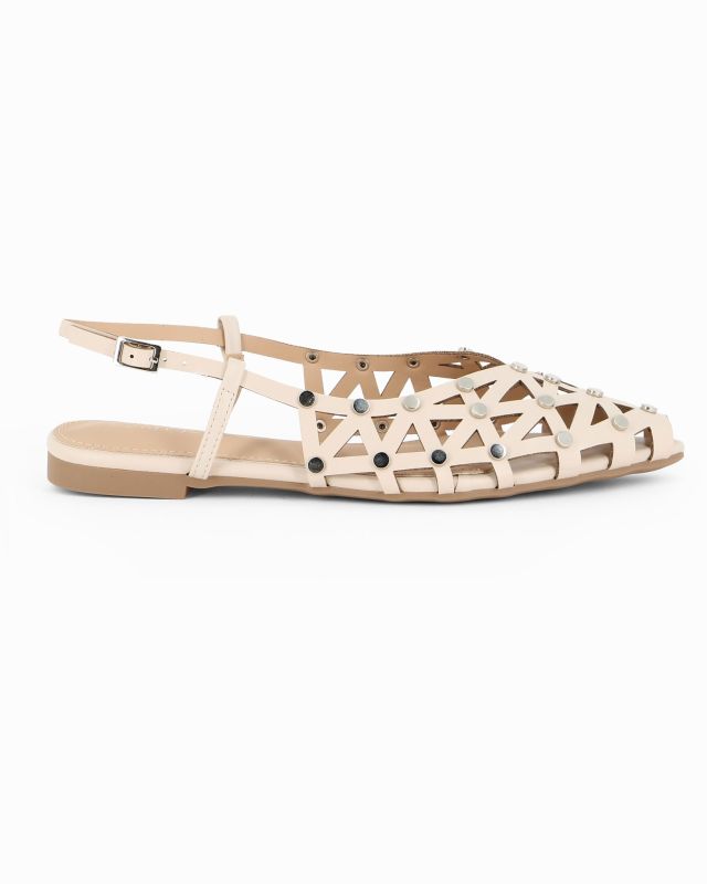 Product: MY JEWELS - Ballerina slingback beige traforata con borchie (1 of 4)