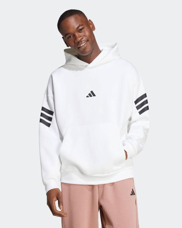 Product: ADIDAS - FELPA BIANCA DA UOMO CON CAPPUCCIO HOODIE FUTURE ICONS 3 STRIPES - JD4859 (1 of 7)