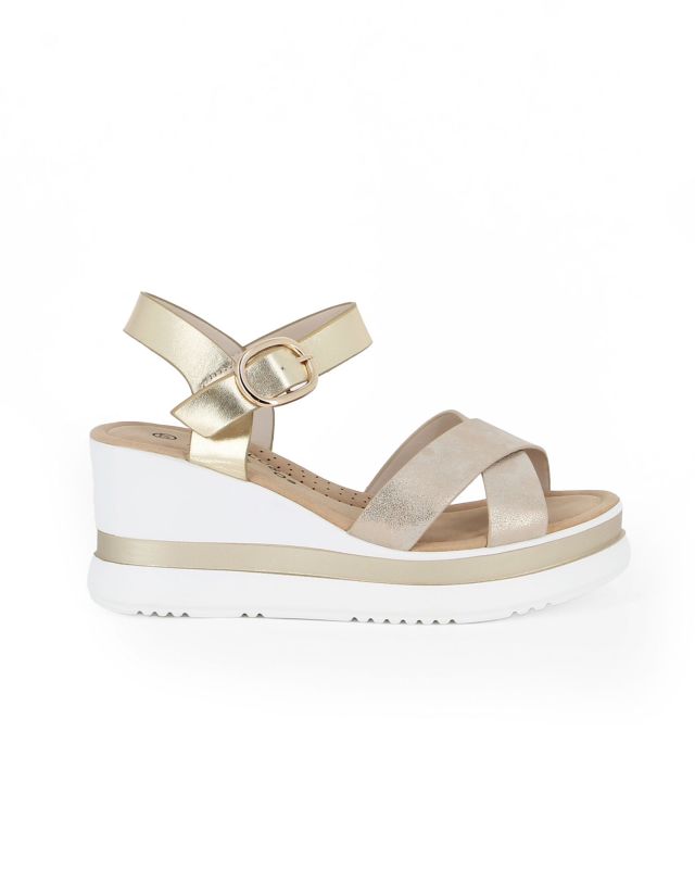 Product: MISS GLOBO - Sandalo beige con sottopiede in VERA PELLE e cinturini incrociati, tacco 7CM (9 of 16)