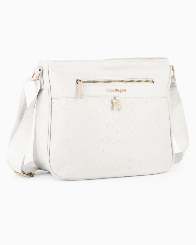 Product: LAURA BIAGIOTTI - Borsa sacca bianca con tasca frontale e posteriore (1 of 4)