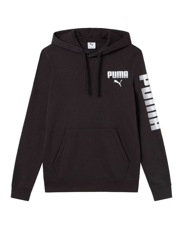 Product: PUMA - FELPA NERA DA UOMO ESSENTIAL GRAPHIC CREW CON CAPPUCCIO 694941-01