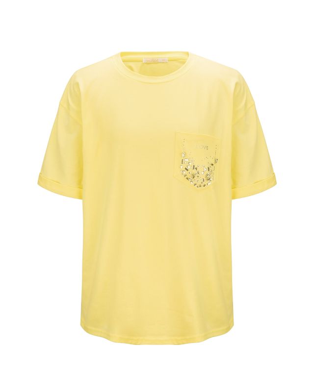 Product: BACHATA - Tshirt manica corta gialla con taschino e scritta (1 of 2)