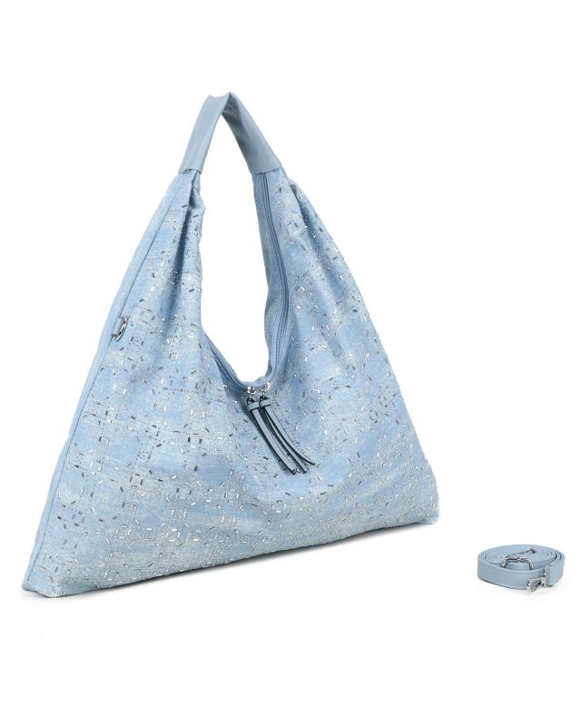 Product: RIFLE - Borsa a sacca in denim chiaro , tracolla removibile (1 of 6)