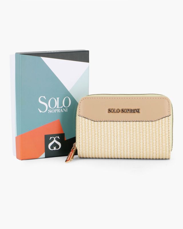 Product: SOLO SOPRANI - Portafoglio beige plissettato con doppia cerniera (1 of 3)