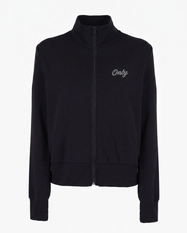 Product: ONLY -  FELPA FULL ZIP NERA   CON LOGO STRASS DA DONNA, 10107 (1 of 3)