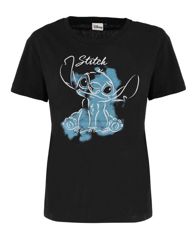 Product: LILO&STITCH - Tshirt nera da donna con stampa Stitch - JL052543 (4 of 6)