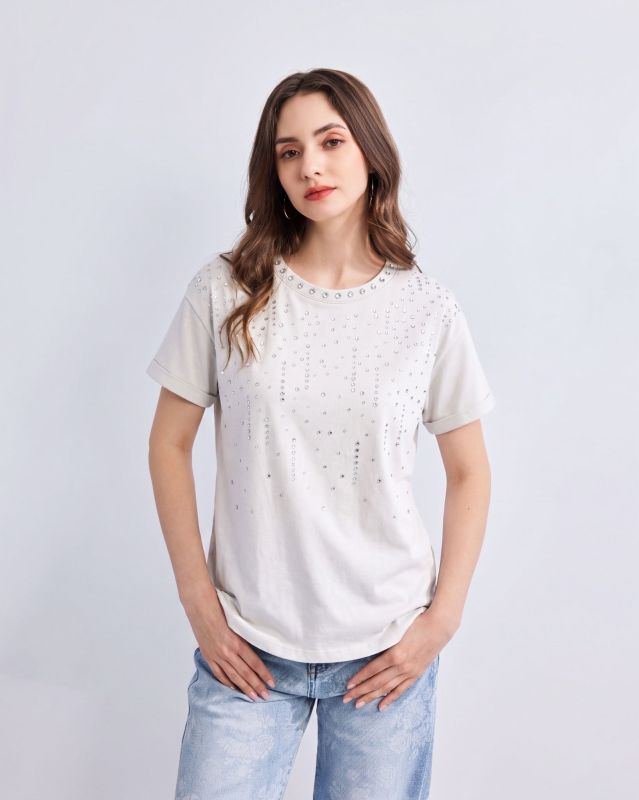 Product: BACHATA - Tshirt manica corta bianca con strass (3 of 4)