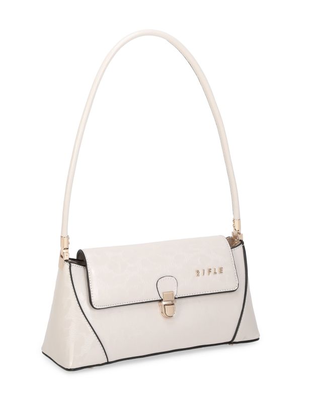 Product: RIFLE - Borsa a spalla beige lucida con patta e chiusura a incastro (1 of 3)
