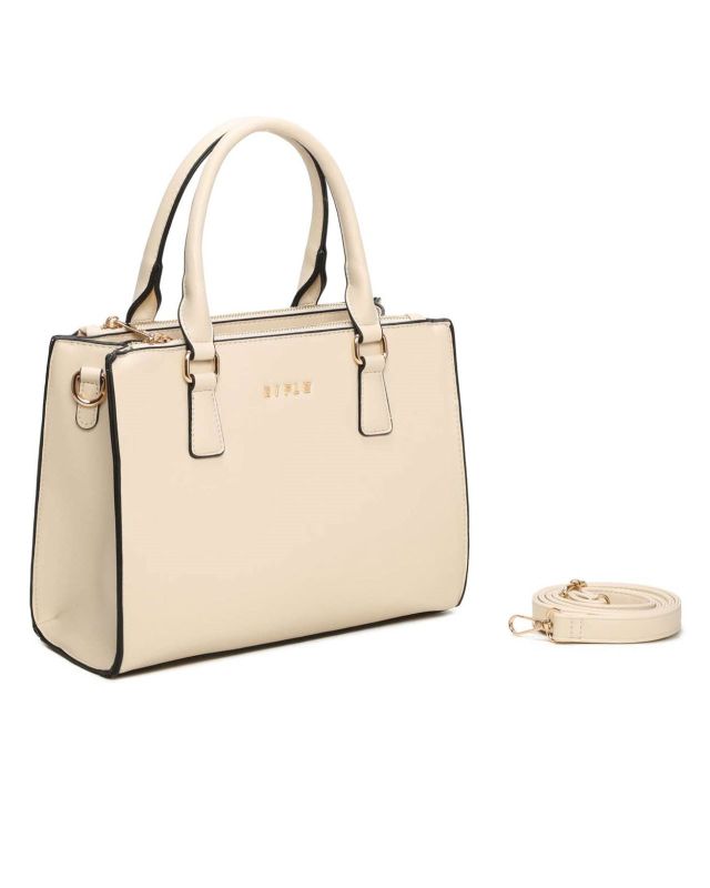 Product: RIFLE - Borsa due manici beige con tre scomparti principali, tracolla removibile (1 of 3)