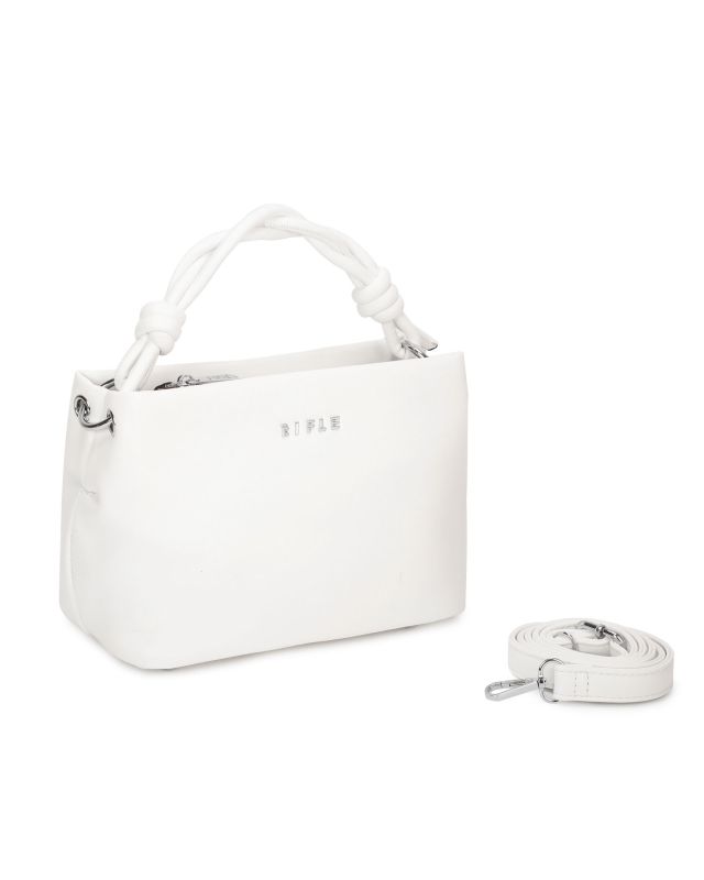 Product: RIFLE - Minibag bianca con manico intrecciato, tracolla removibile (1 of 3)