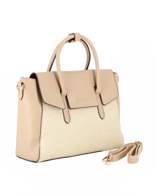 Product: SOLO SOPRANI - Borsa due manici beige con patta, tracolla removibile (1 of 4)