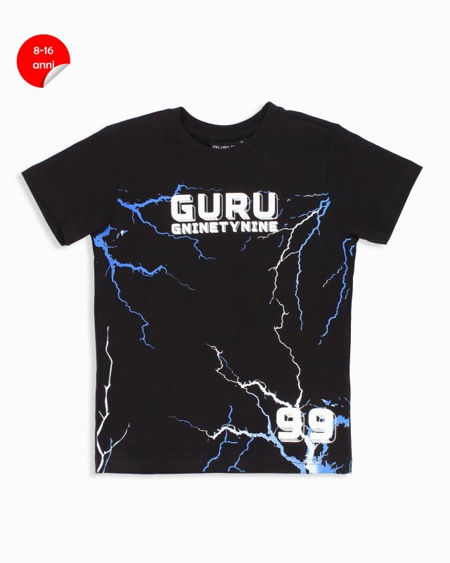 Product: GURU - Tshirt manica corta nera bambino 8-16 anni in cotone (1 of 2)