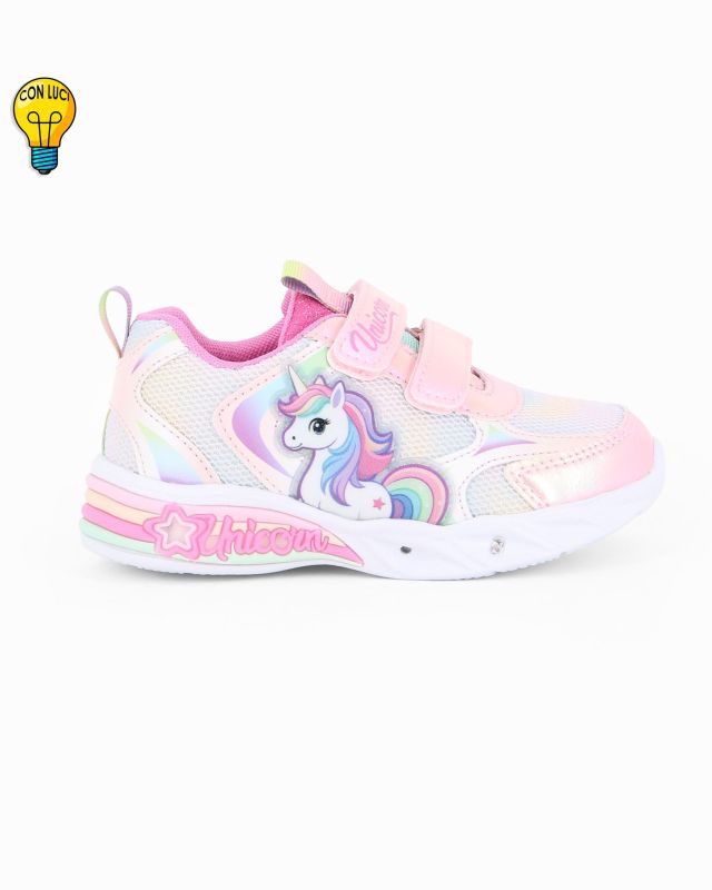 Product: UNICORNO - Sneakers rosa da bambina con luci e strappi, numerata 25/31 (1 of 5)