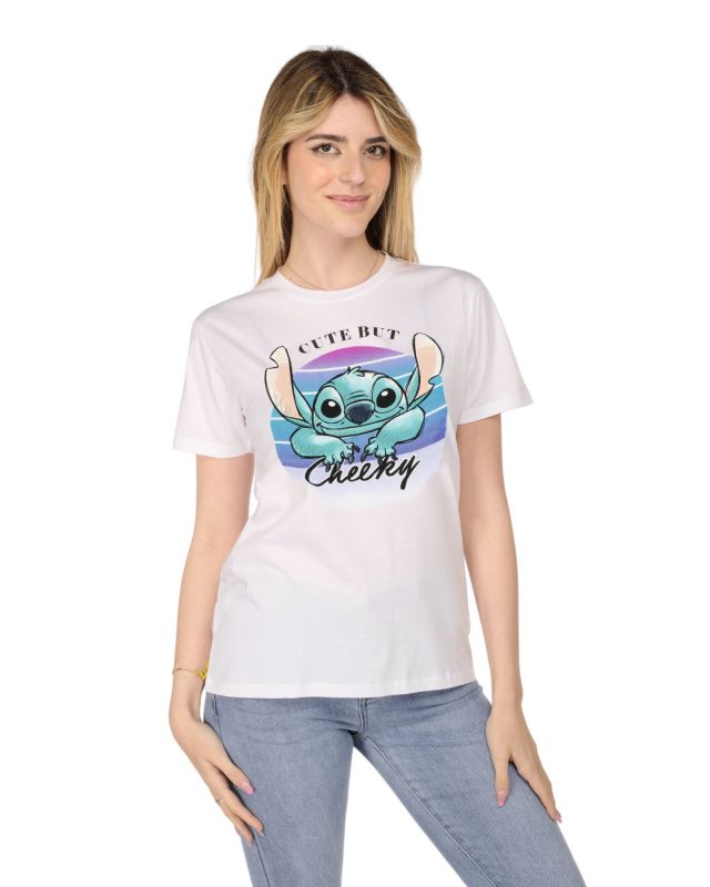 Product: LILO&STITCH - Tshirt bianca da donna con stampa Stitch - JL052544 (4 of 5)