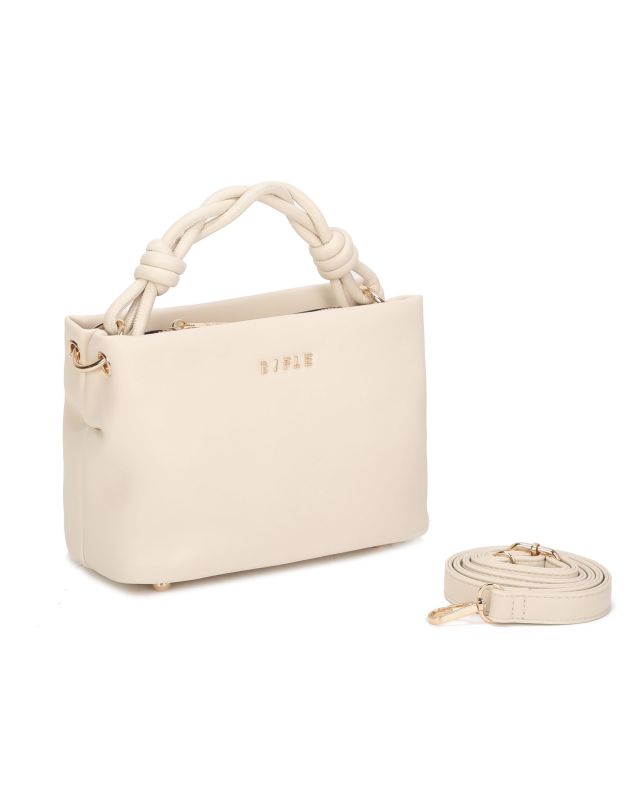 Product: RIFLE - Minibag beige con manico intrecciato, tracolla removibile (1 of 3)