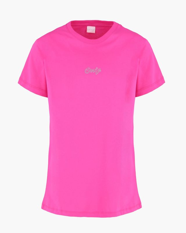 Product: ONLY -  T-SHIRT MEZZA MANICA FUXIA DA DONNA CON  LOGO STRASS -  10126 (1 of 3)