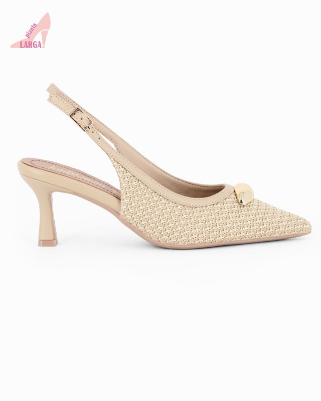 Product: LADY GLOBO - Décolleté slingback celeste intrecciata con sottopiede in VERA PELLE, calzata comoda, tacco 6,5CM (1 of 5)