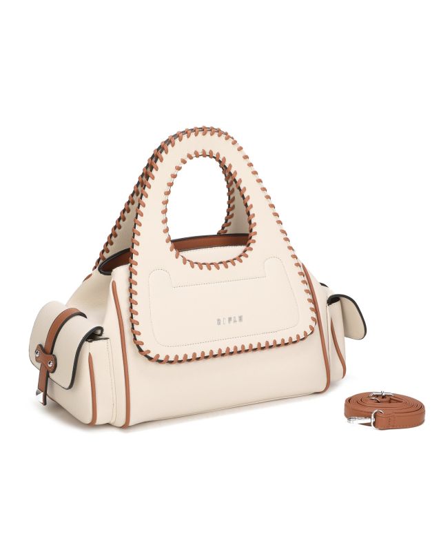 Product: RIFLE - Borsa donna bianca in ecopelle due manici con tasche laterali (1 of 3)