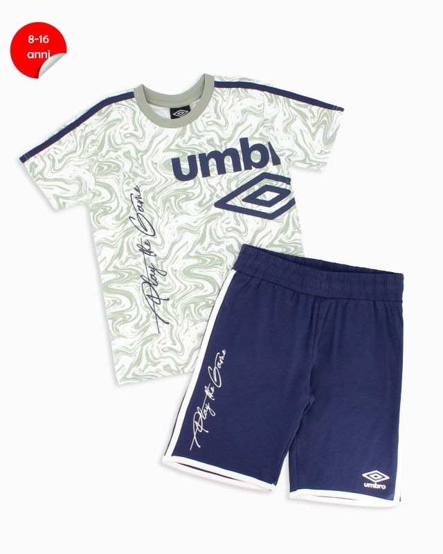 Product: UMBRO - Completo mezza manica ragazzo 8-16 anni verde salvia e blu in cotone (3 of 8)