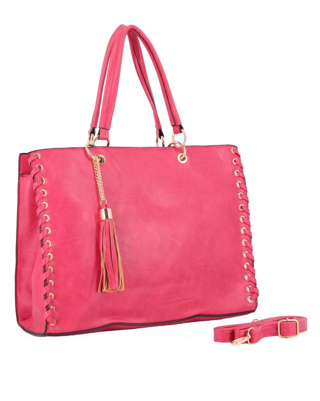Product: NARDINI - Borsa due manici rossa con tasca posteriore e pennacchio a frange, tracolla removibile (1 of 5)
