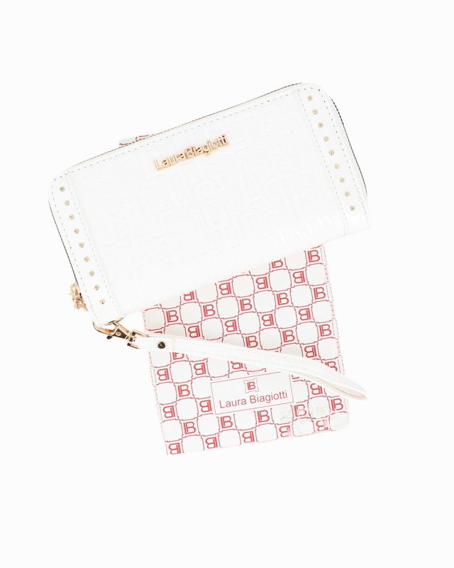 Product: LAURA BIAGIOTTI - Portafoglio bianco in vernice con due scomparti principali, polsiera removbiile (1 of 3)