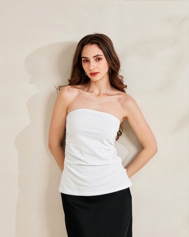 Product: BACHATA - Top a fascia bianco con arricciature (1 of 3)