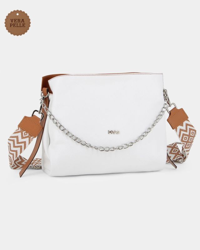 Product: DIVAS - Borsa sacca bianca in VERA PELLE con tracolla nastro - MADE IN ITALY (7 of 7)