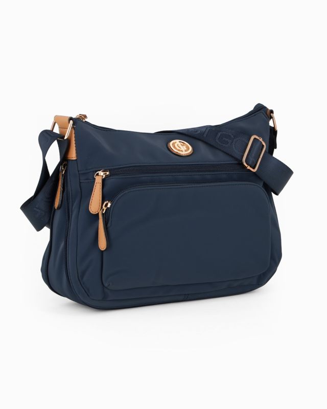 Product: JUST GOLF - Borsa blu con doppia tasca frontale, manico regolabile e cerniera ad espansione (1 of 4)