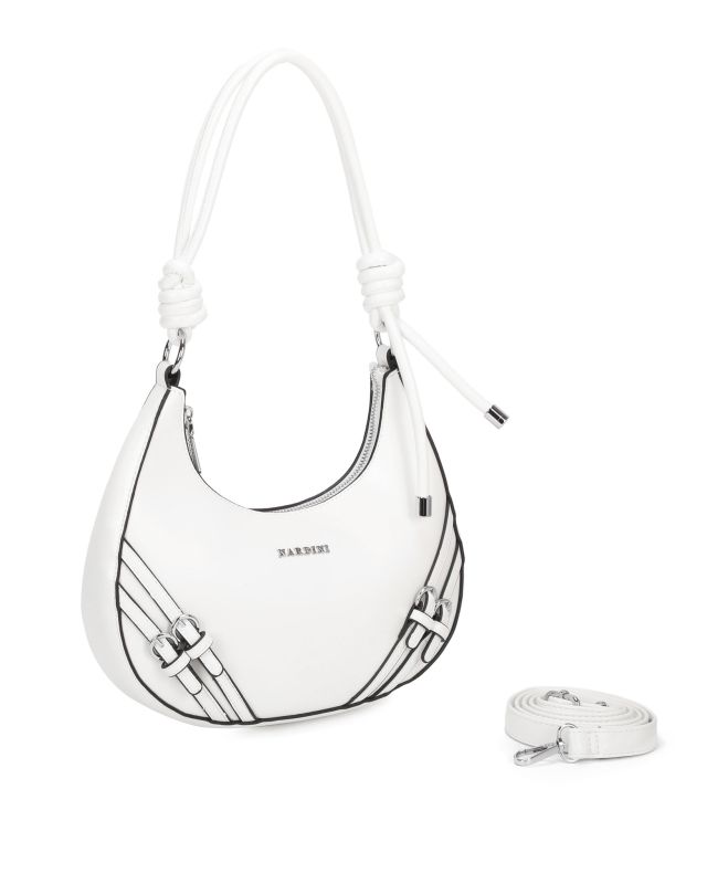 Product: NARDINI - Borsa a spalla bianca con fibbie frontali, tracolla removibile (1 of 3)