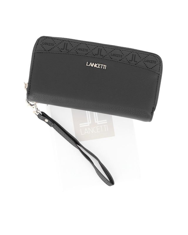 Product: LANCETTI - Portafoglio nero con due scomparti principali, polsiera removibile (1 of 3)