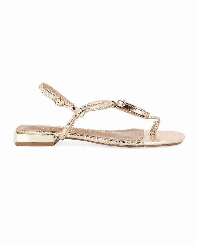 Product: MISS GLOBO - Sandalo infradito oro con sottopiede in VERA PELLE con pietra gioiello (1 of 5)