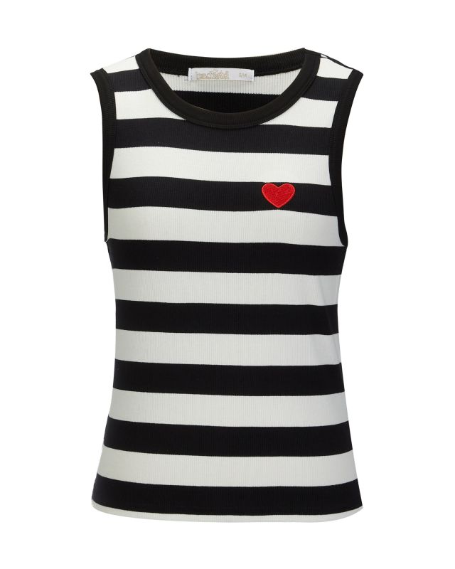 Product: BACHATA - Canotta spalla larga a righe con patch cuore (1 of 2)