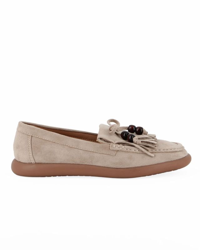 Product: MY JEWELS - Mocassino khaki scamosciato con fiocco e frange (1 of 8)