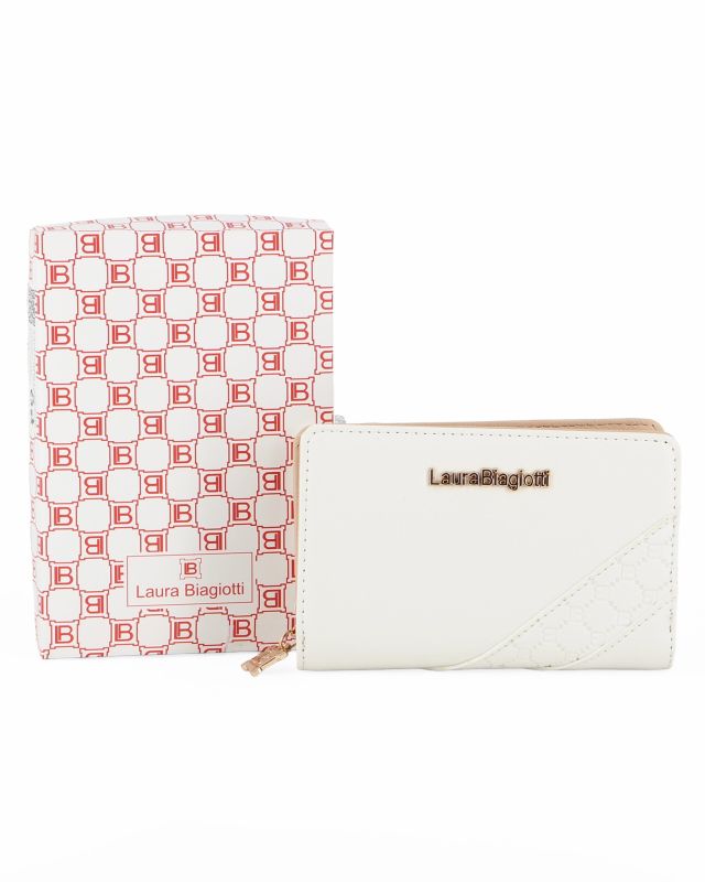 Product: LAURA BIAGIOTTI - Portafoglio bianco con tre scomparti e inserto loggato (1 of 3)