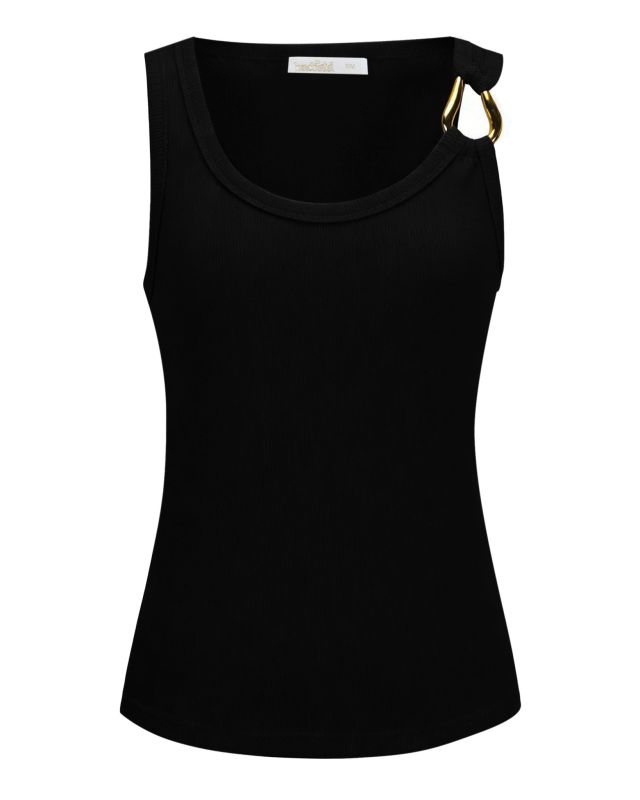 Product: BACHATA - Canotta spalla larga a costine nera (1 of 2)