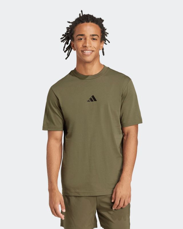 Product: ADIDAS - T-SHIRT VERDE OLIVA DA UOMO  MEZZA MANICA ESSENTIAL SMALL LOGO - JF1097 (1 of 12)