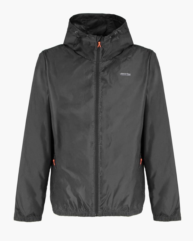 Product: WAIKIKI RUN- K-WAY CON CAPPUCCIO FULL ZIP  UOMO NERO CON DETTAGLI ARANCIONI FLUO - VERANO (5 of 6)