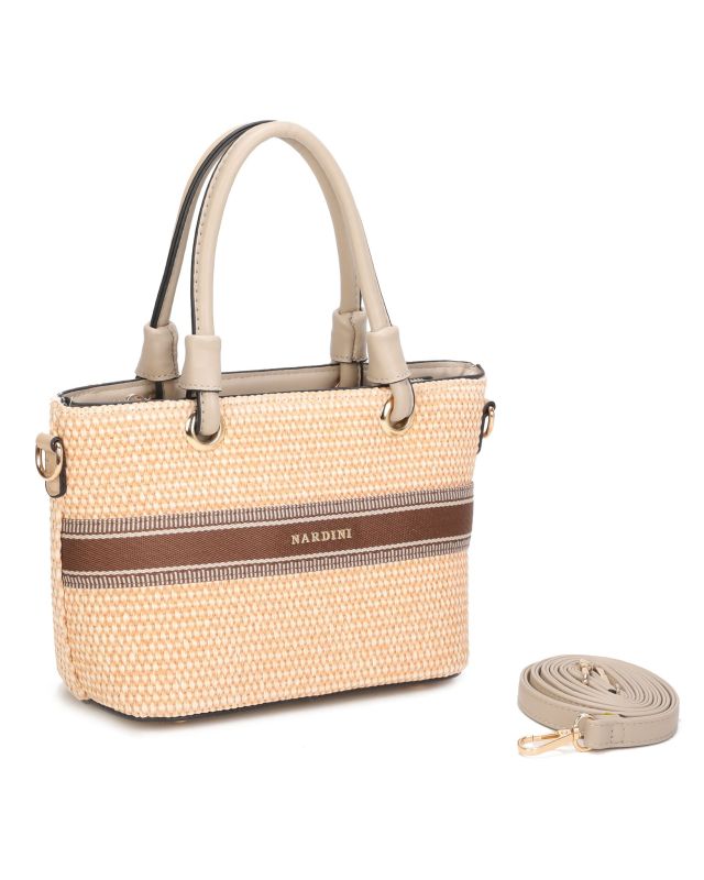 Product: NARDINI - Borsa due manici beige in paglia, tracolla removibile (1 of 3)