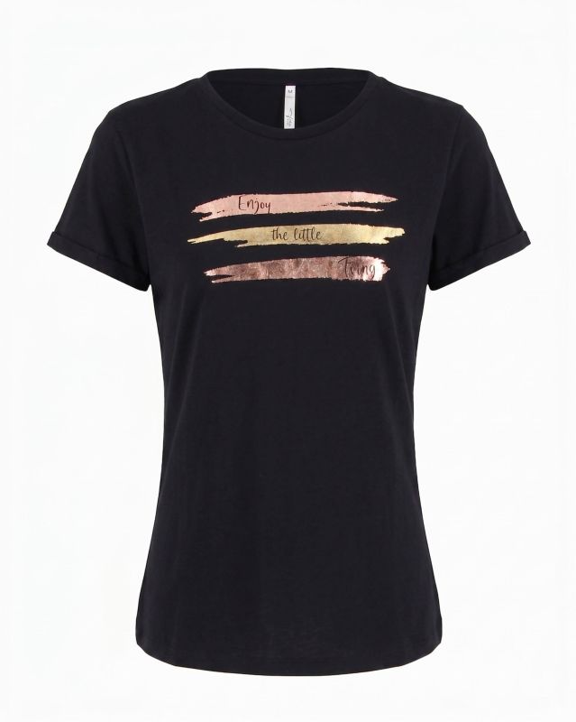Product: TATOO - Tshirt manica corta con stampa e scritta nera in cotone (1 of 3)