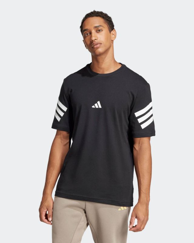 Product: ADIDAS - T-SHIRT FUTURE ICONS NERA MANICA CORTA DA UOMO 3 STRISCE IN JERSEY DI COTONE - JD4877 (1 of 6)