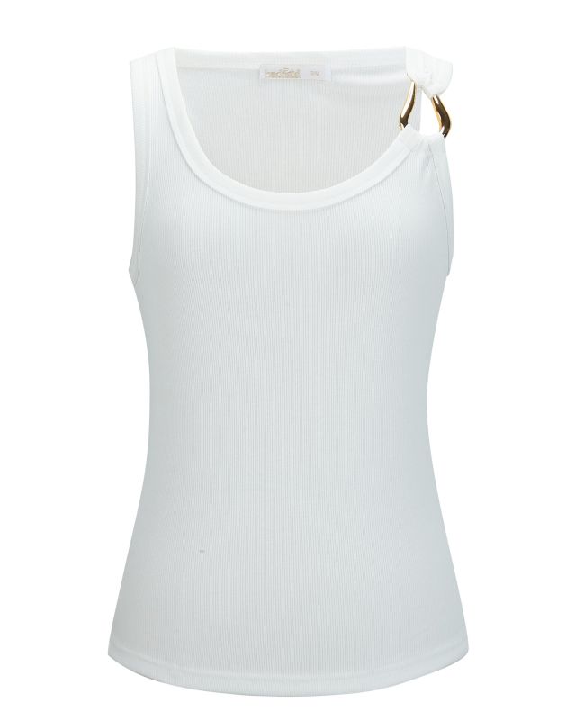 Product: BACHATA - Canotta spalla larga a costine bianca (1 of 2)