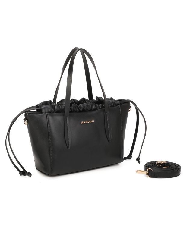 Product: NARDINI - Borsa due manici nera con coulisse, tracolla removibile (1 of 3)