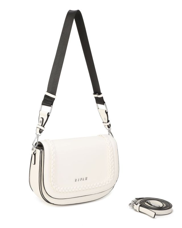 Product: RIFLE - Borsa bianca con tre scomparti interni e treccia sulla patta, tracolla removibile (1 of 3)