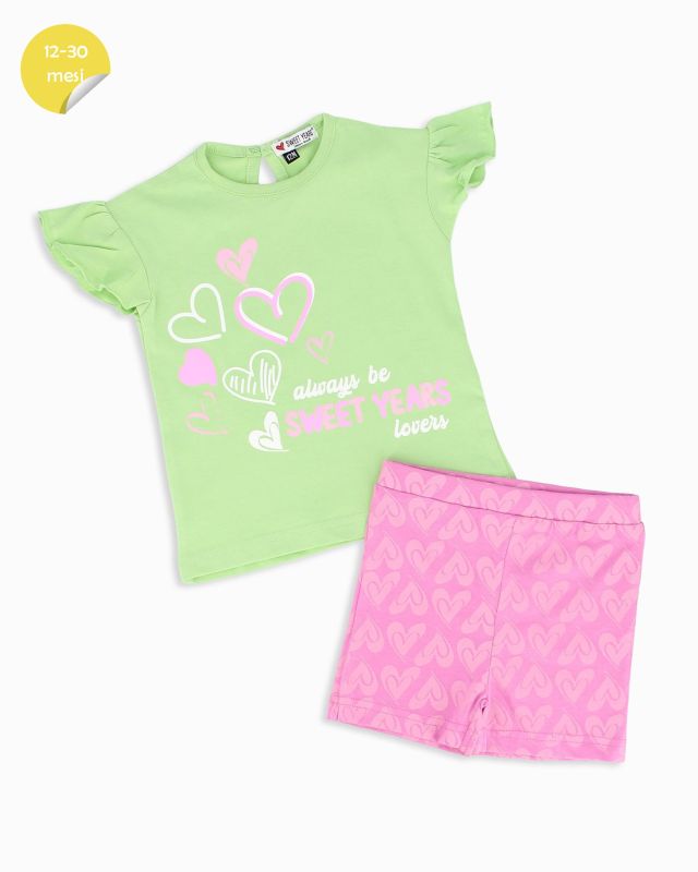 Product: SWEET YEARS - Completo mezza manica verde lime neonata 12-30 mesi in cotone (1 of 3)