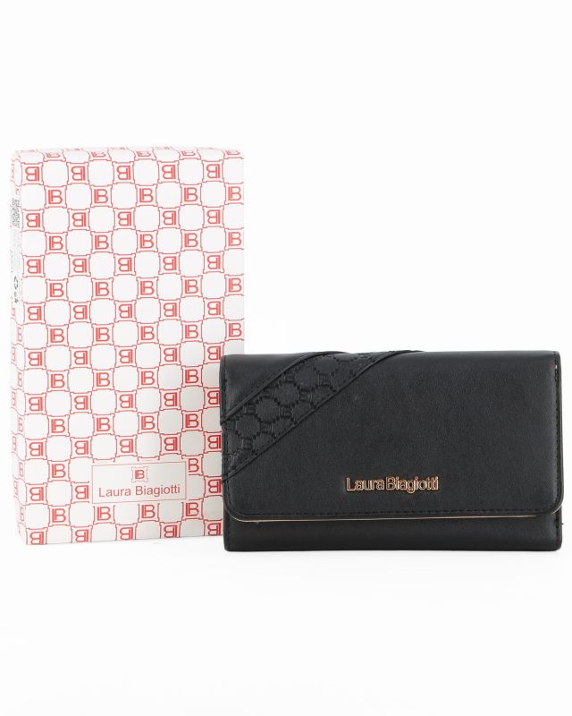 Product: LAURA BIAGIOTTI - Portafoglio nero con inserto loggato sulla patta (1 of 3)