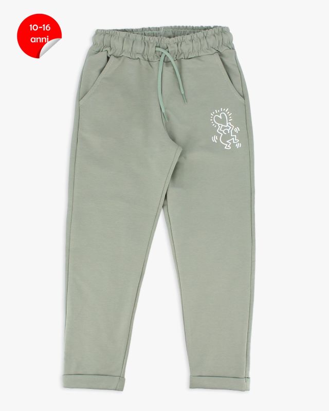 Product: KEITH HARING - PANTALONE TUTA VERDE CON RISVOLTINO DA RAGAZZA (1 of 3)