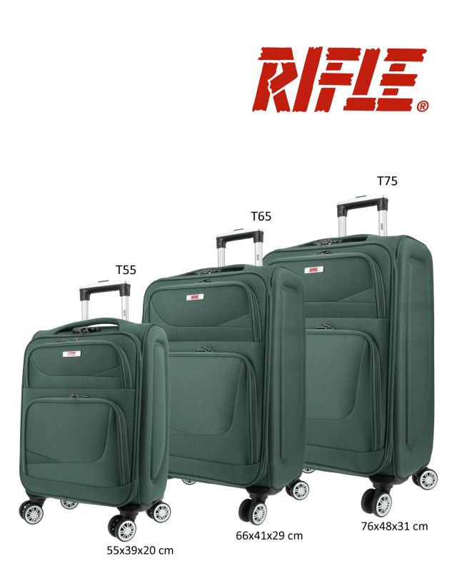 Product: RIFLE - TROLLEY VERDE IN TESSUTO CON DOPPIA TASCA FRONTALE E 4 RUOTE (1 of 5)