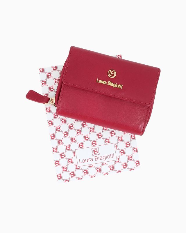 Product: LAURA BIAGIOTTI - Portafoglio rosso in VERA PELLE da donna con patta e tasca portamonete (5 of 8)