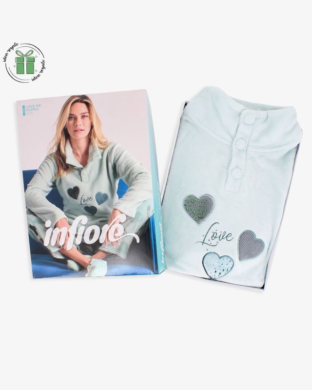 Product: INFIORE - PIGIAMA LOVE ME MANICA LUNGA AZZURRO DA DONNA (4 of 4)