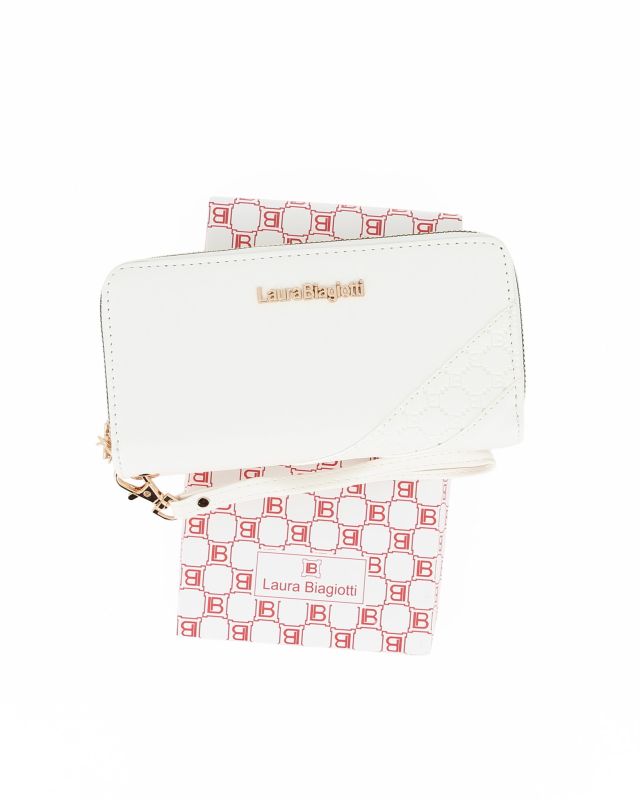 Product: LAURA BIAGIOTTI - Portafoglio bianco con due scomparti principali e inserto loggato, polsiera removibile (1 of 3)